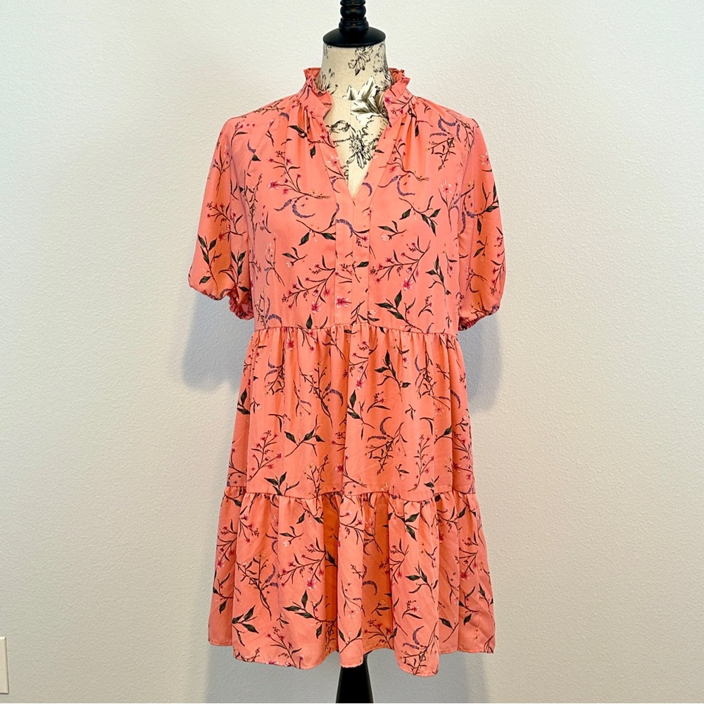 CeCe Coral Tiered Dress, perfect for spring & summer!